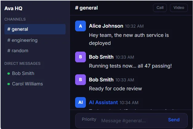 AVA product interface